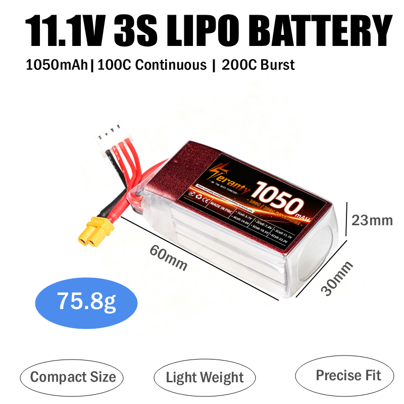 2個入り 1050mAh 2S 3S 4S RC リポバッテ - Drone Battery 3S のレビューと価格