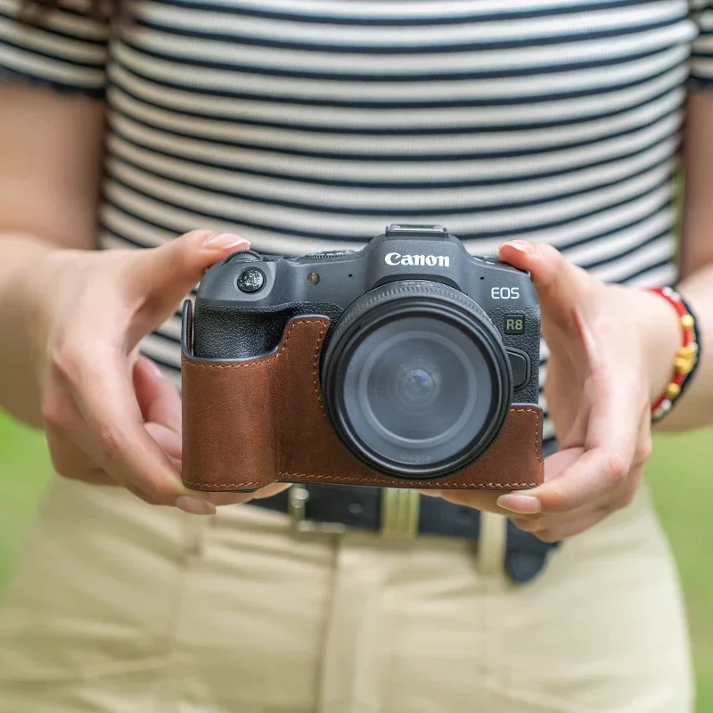 キヤノンR8/RP用、手作りの本革製カメラケース。保護カバー - Canon Camera Eos R8 のレビューと価格