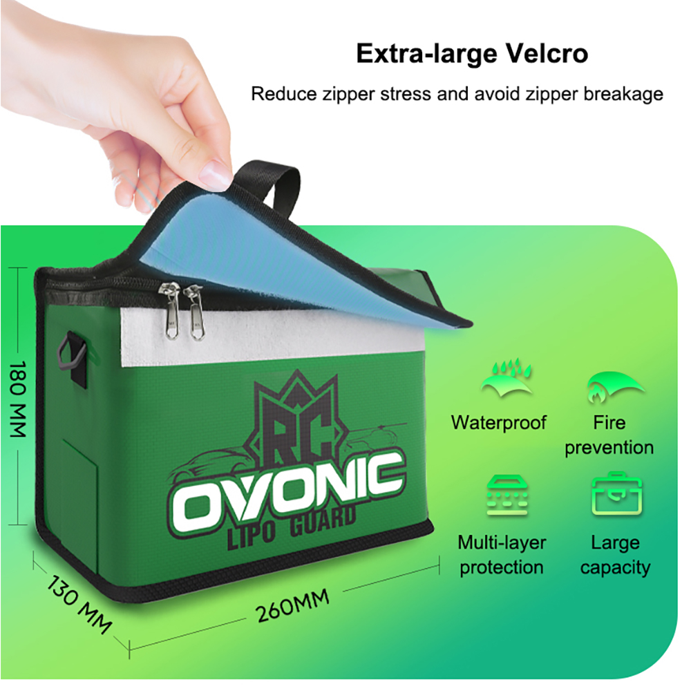 Ovonic LiPo バッテリーセーフバッグポータブルハン - Drone Battery Case のレビューと価格
